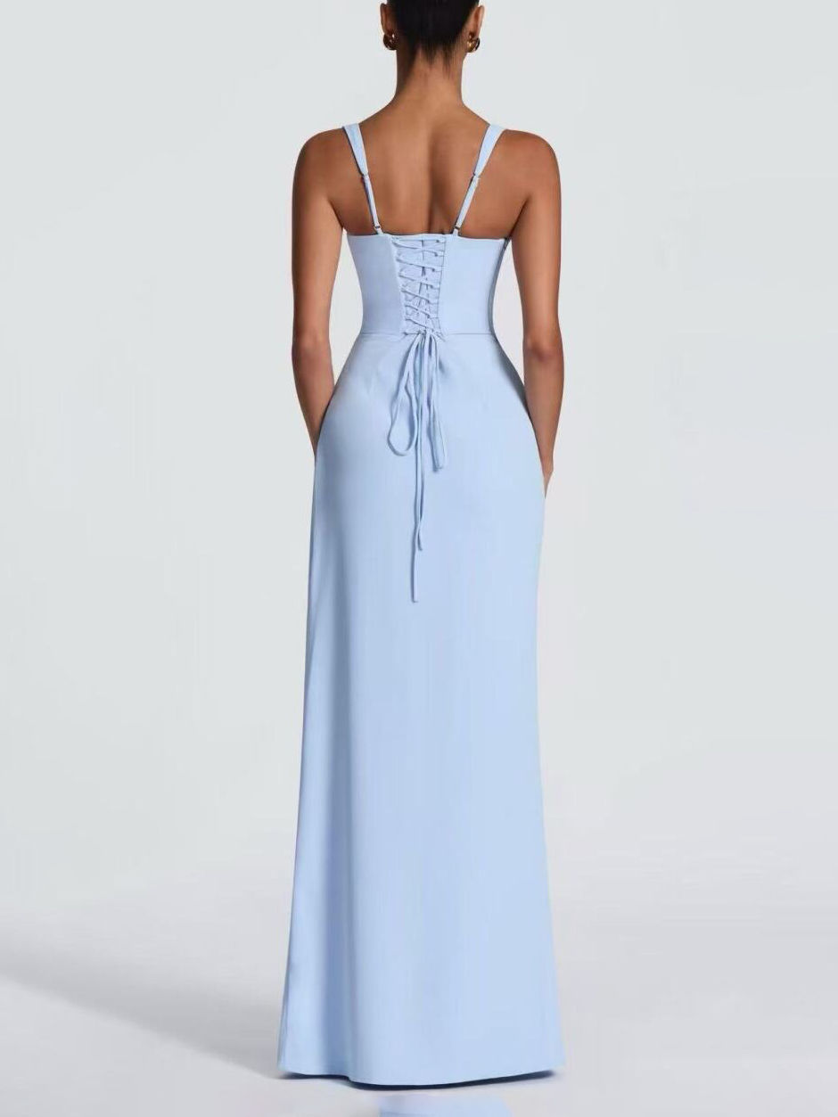 TWOTWINSTYLE Solid Off Shoulder Tunic Side Split Elegant Dress