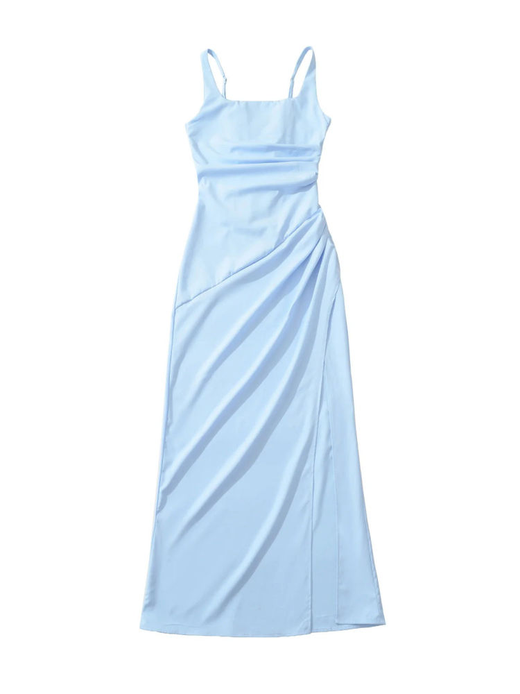 TWOTWINSTYLE Solid Off Shoulder Tunic Side Split Elegant Dress