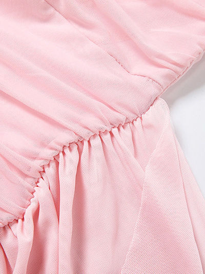 TWOTWINSTYLE Solid Tunic Pleated Irregular Straps Elegant Dress