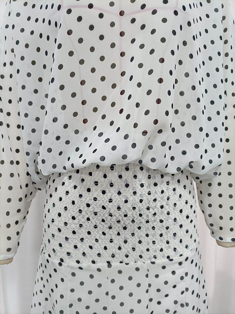 TWOTWINSTYLE Stand Collar Batwing Blouse Midi Skirt Elegant Set