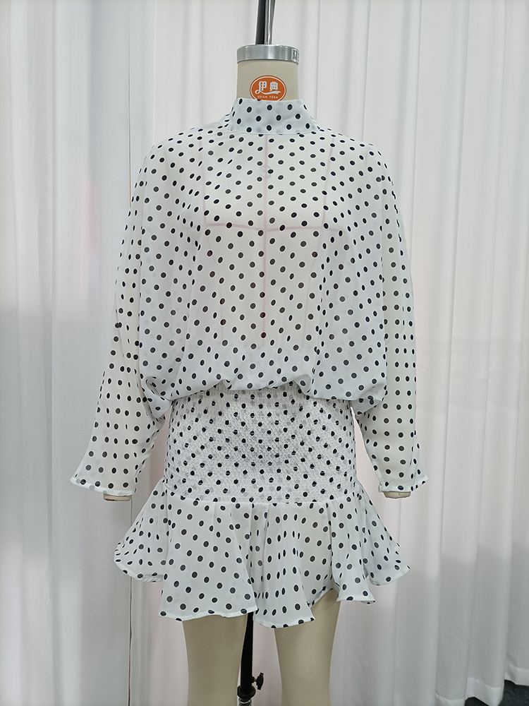 TWOTWINSTYLE Stand Collar Batwing Blouse Mini Skirt Elegant Set