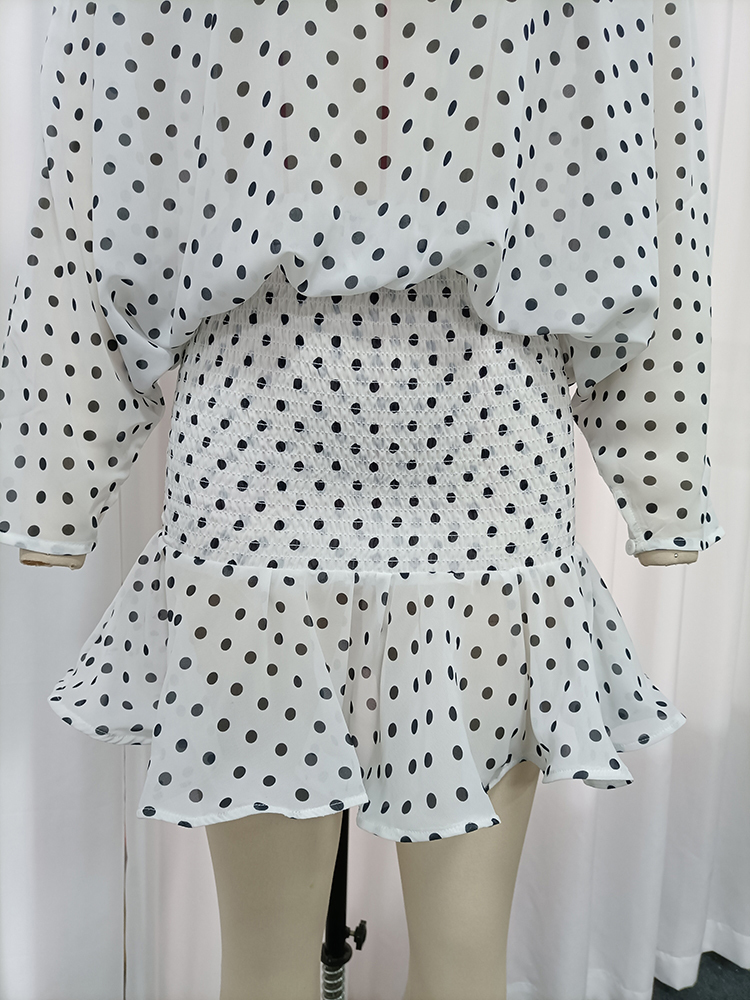 TWOTWINSTYLE Stand Collar Batwing Blouse Mini Skirt Elegant Set