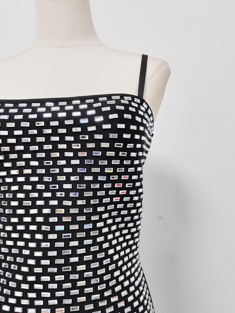 TWOTWINSTYLE Solid Patchwork Diamond High Waist Vintage Dress