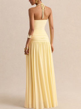 TWOTWINSTYLE Backless Pleated Tunic Minimalist Camisole Dress