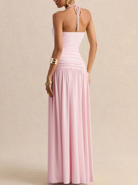 TWOTWINSTYLE Backless Pleated Tunic Minimalist Camisole Dress