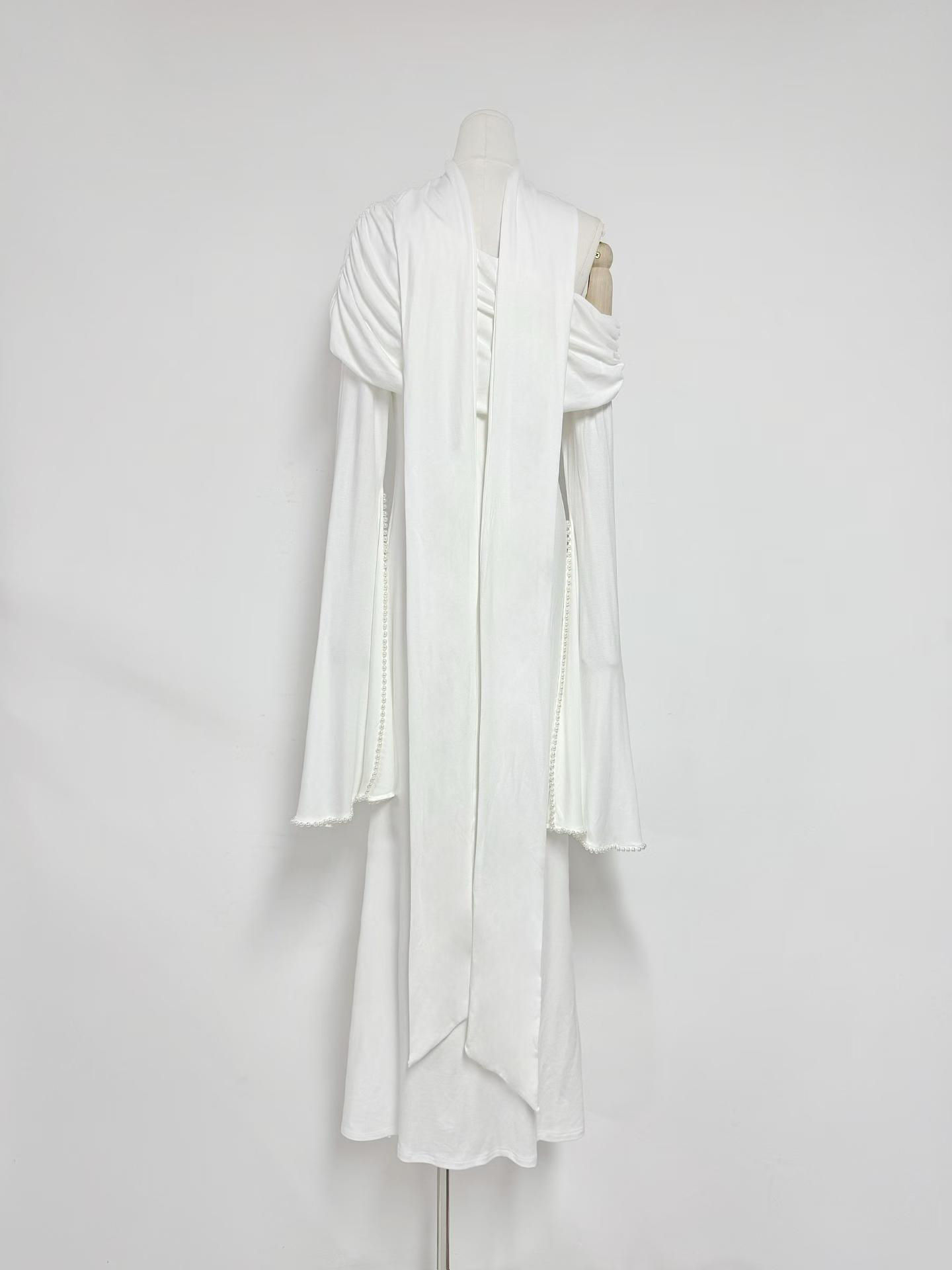 TWOTWINSTYLE Off One Shoulder Patchwork Pearl Fashion Dress