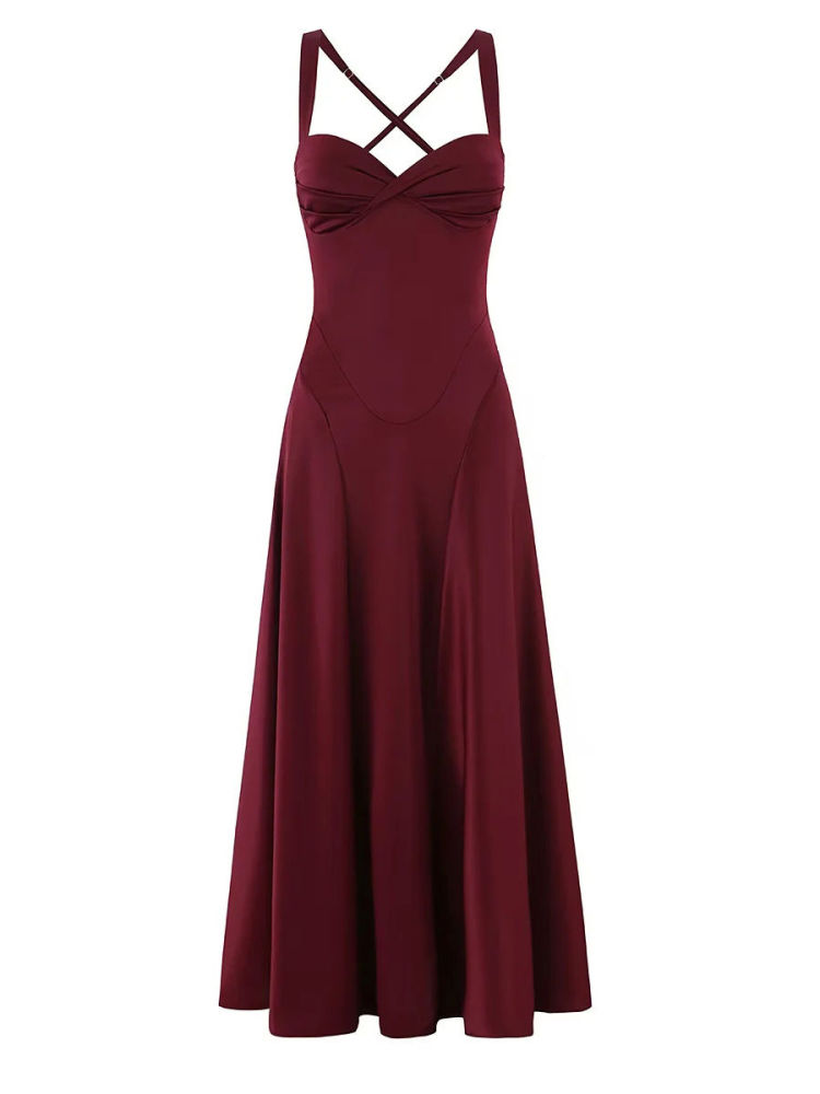 TWOTWINSTYLE Solid High Waist Patchwork Drawstring Elegant Dress