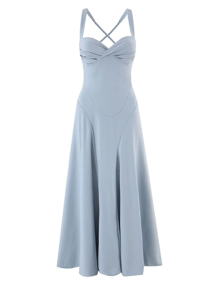 TWOTWINSTYLE Solid High Waist Patchwork Drawstring Elegant Dress