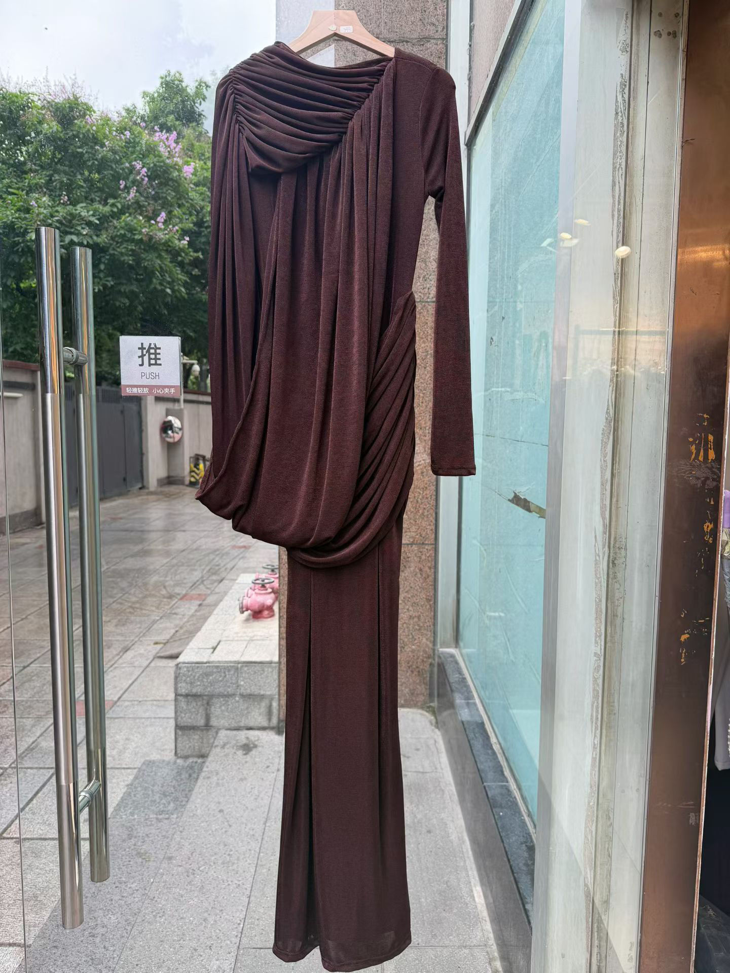 TWOTWINSTYLE Solid Long Sleeve Ruched Tunic Chic Dress