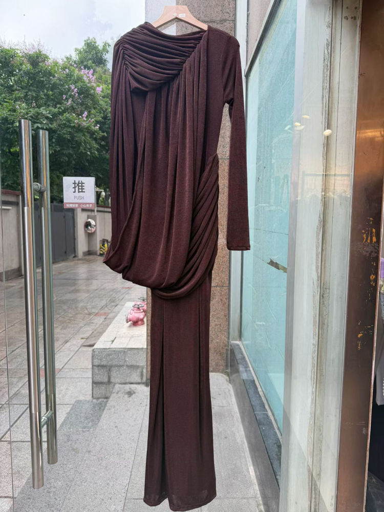 TWOTWINSTYLE Solid Long Sleeve Ruched Tunic Chic Dress