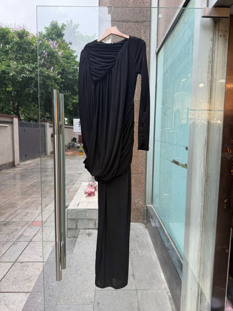 TWOTWINSTYLE Solid Long Sleeve Ruched Tunic Chic Dress