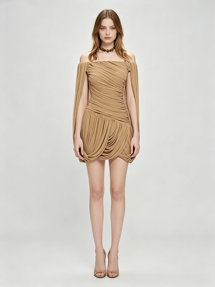 TWOTWINSTYLE Solid Off Shoulder Sleeveles Tunic Chic Dress