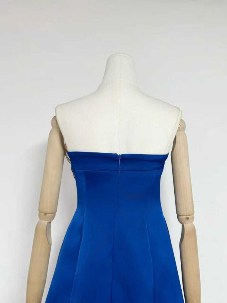 TWOTWINSTYLE Solid Off Shoulder Spliced Appliques Elegant Dress