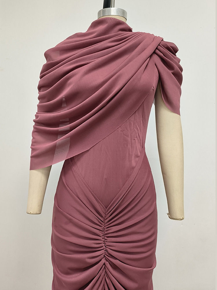 TWOTWINSTYLE Stand Collar Irregular Sleeve Tunic Vintage Dress