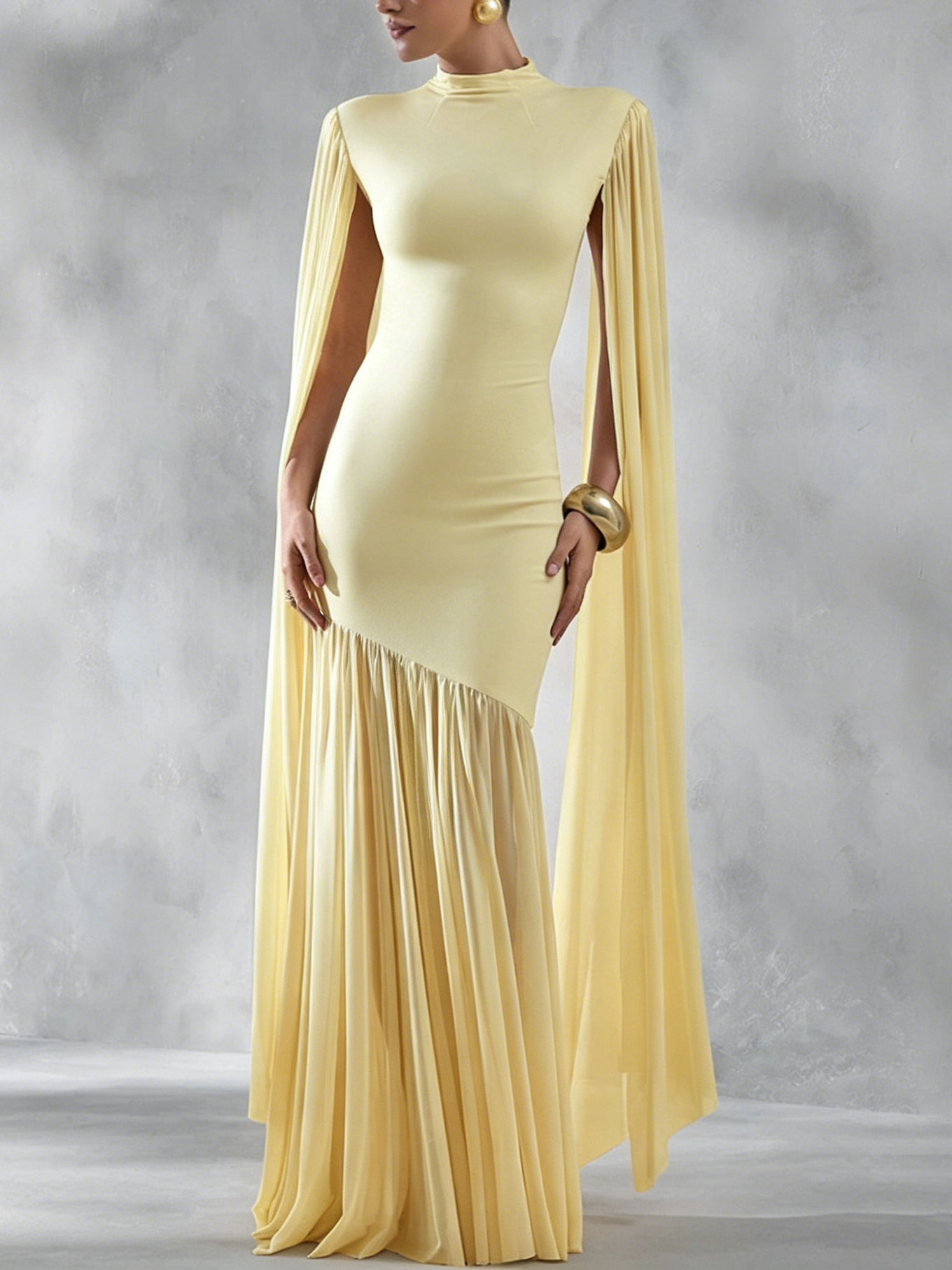 TWOTWINSTYLE Stand Collar Sleeveles Spliced Mesh Design Dress