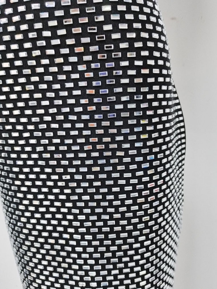 TWOTWINSTYLE Solid Patchwork Diamond High Waist Vintage Dress
