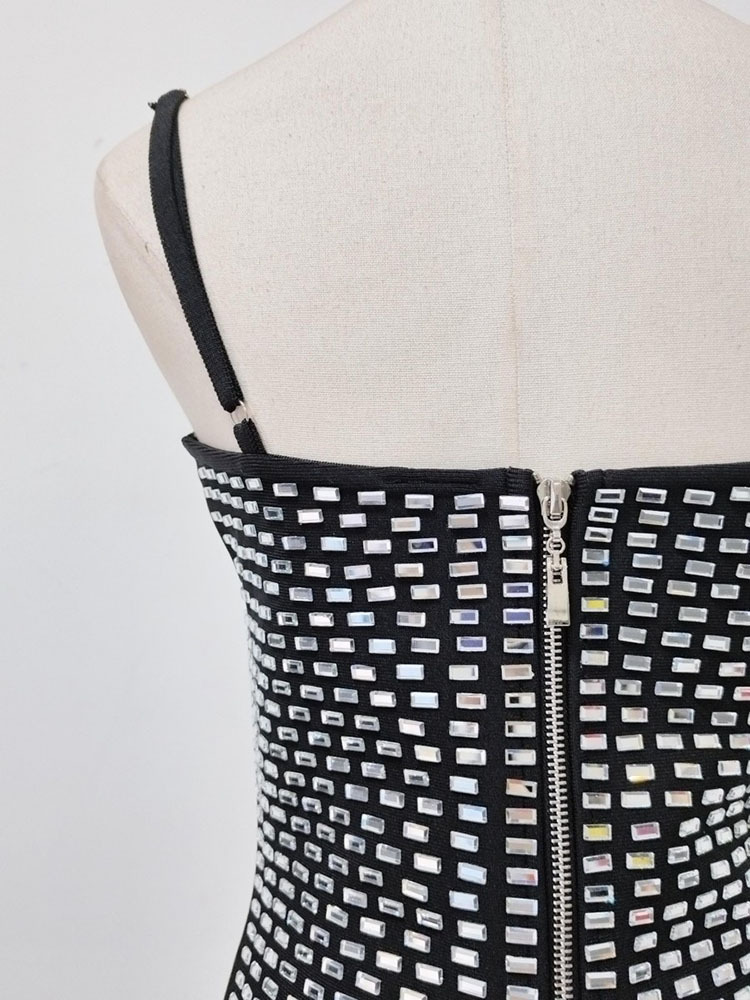 TWOTWINSTYLE Solid Patchwork Diamond High Waist Vintage Dress