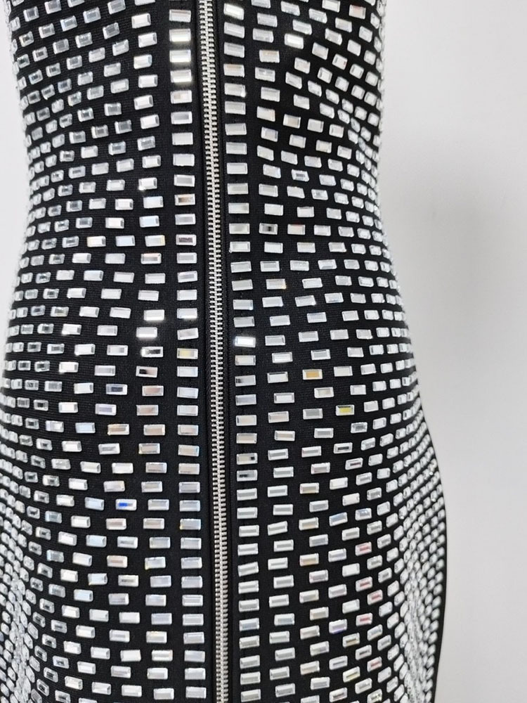 TWOTWINSTYLE Solid Patchwork Diamond High Waist Vintage Dress