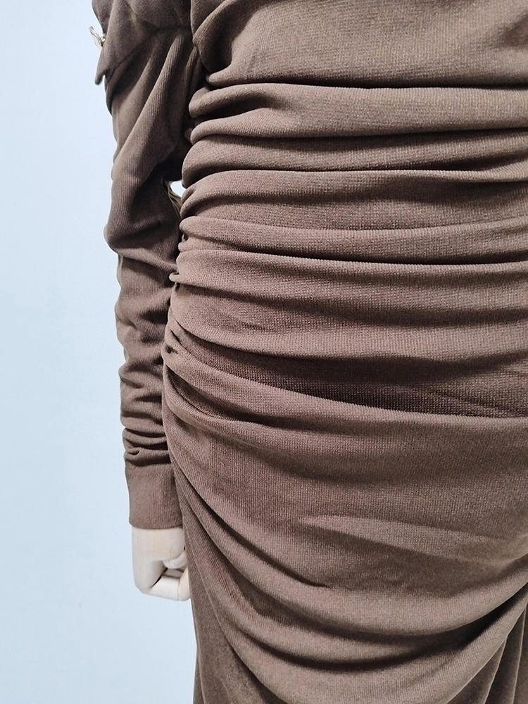 TWOTWINSTYLE Off Shoulder Long Sleeve Tunic Vintage Dress