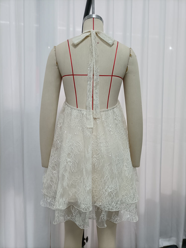 TWOTWINSTYLE Lace Patchwork Sequins Sexy Camisole Dress
