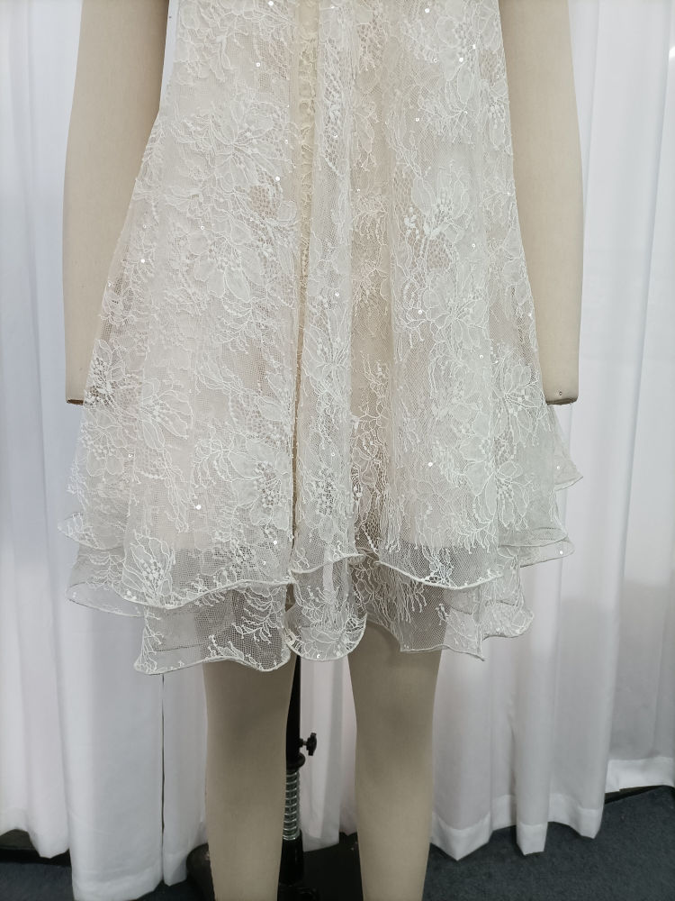 TWOTWINSTYLE Lace Patchwork Sequins Sexy Camisole Dress