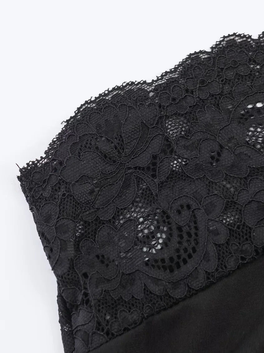 TWOTWINSTYLE Off One Shoulder Hollowed Out Patchwork Lace Fashion Dress