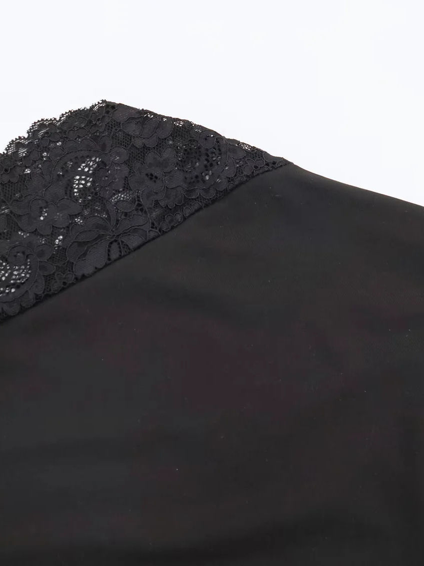 TWOTWINSTYLE Off One Shoulder Hollowed Out Patchwork Lace Fashion Dress