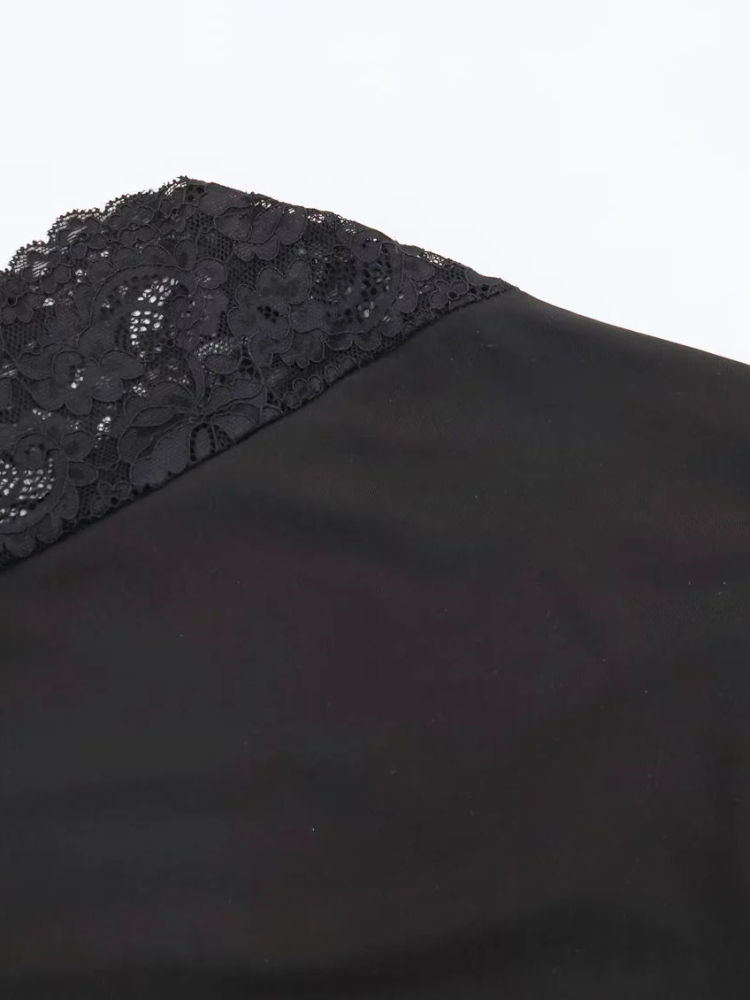 TWOTWINSTYLE Off One Shoulder Hollowed Out Patchwork Lace Fashion Dress