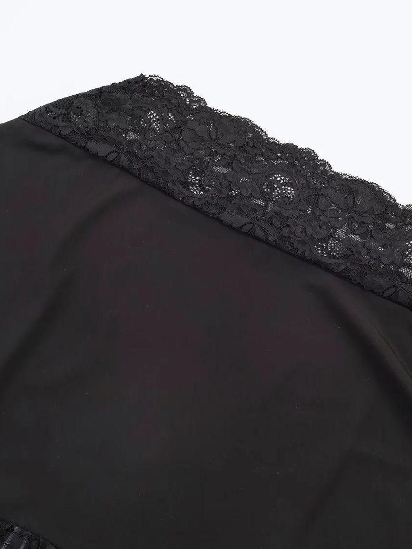 TWOTWINSTYLE Off One Shoulder Hollowed Out Patchwork Lace Fashion Dress