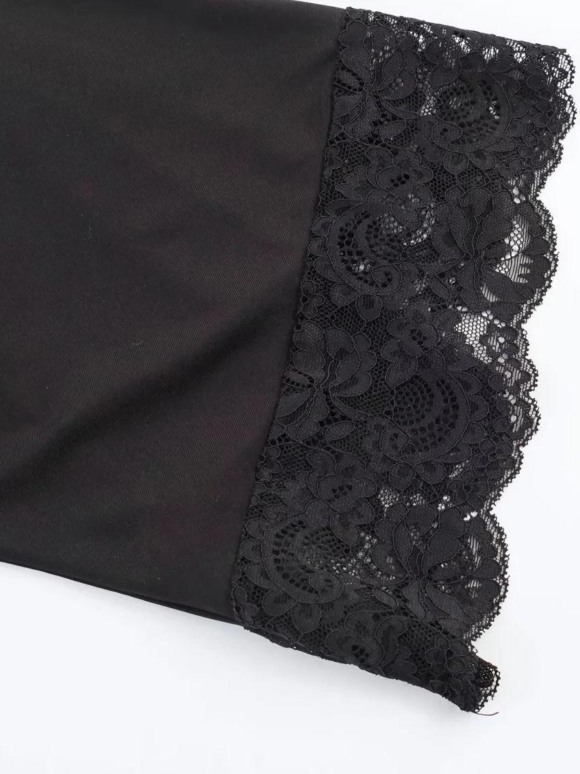 TWOTWINSTYLE Off One Shoulder Hollowed Out Patchwork Lace Fashion Dress