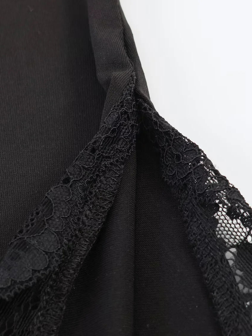 TWOTWINSTYLE Off One Shoulder Hollowed Out Patchwork Lace Fashion Dress