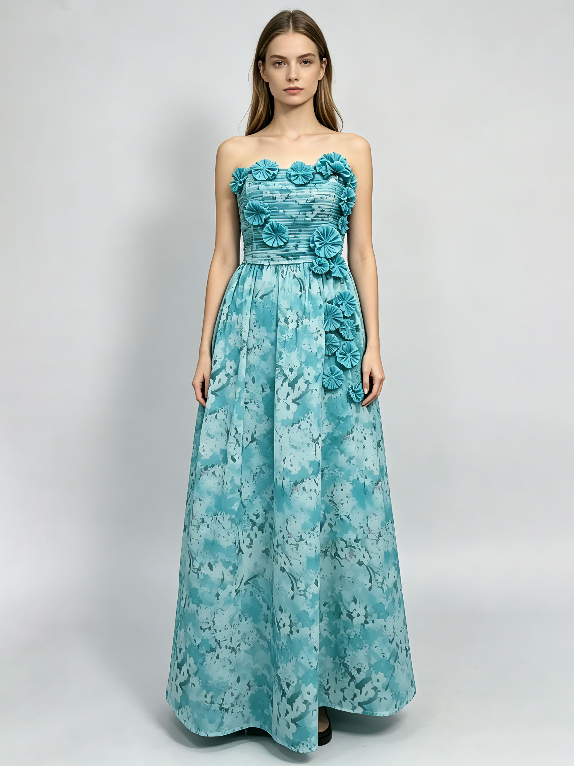TWOTWINSTYLE Off Shoulder Patchwork Appliques Pleated Fashion Dress
