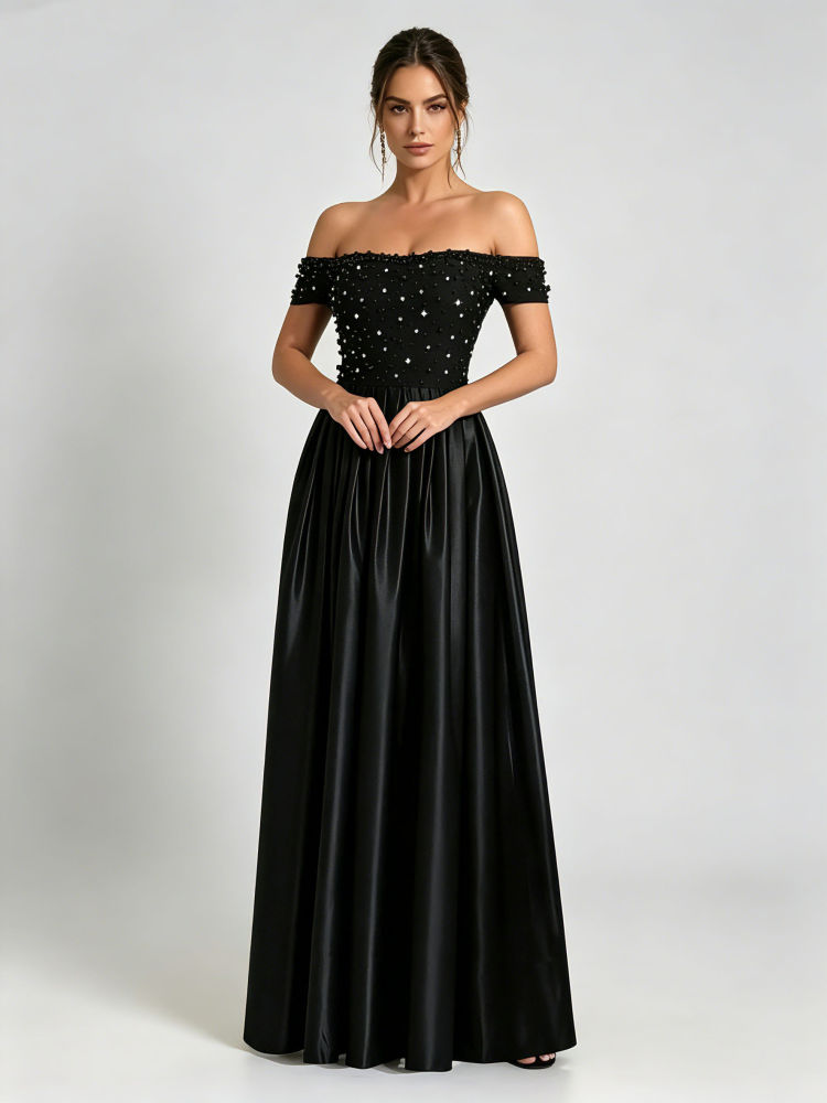 TWOTWINSTYLE Off Shoulder Pleated Spliced Diamond Fashion Dress