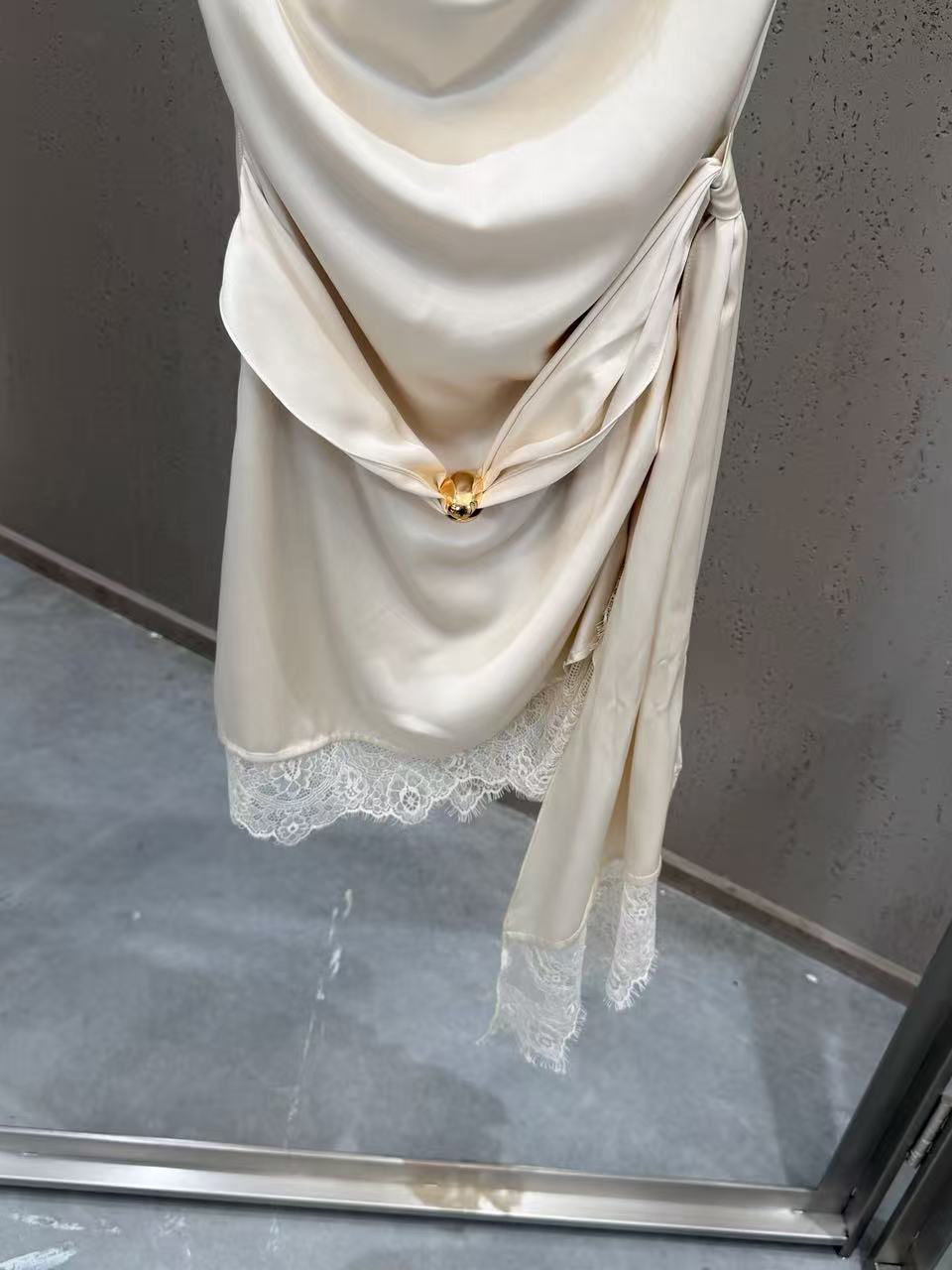 TWOTWINSTYLE Patchwork Lace Irregular Hem Tunic Sexy Dress