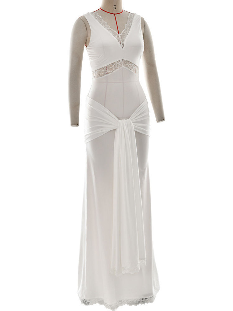 TWOTWINSTYLE Sleeveles Patchwork Lace Design Dress