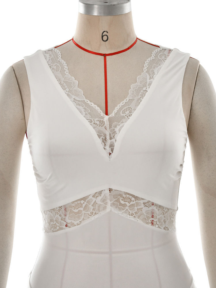 TWOTWINSTYLE Sleeveles Patchwork Lace Design Dress