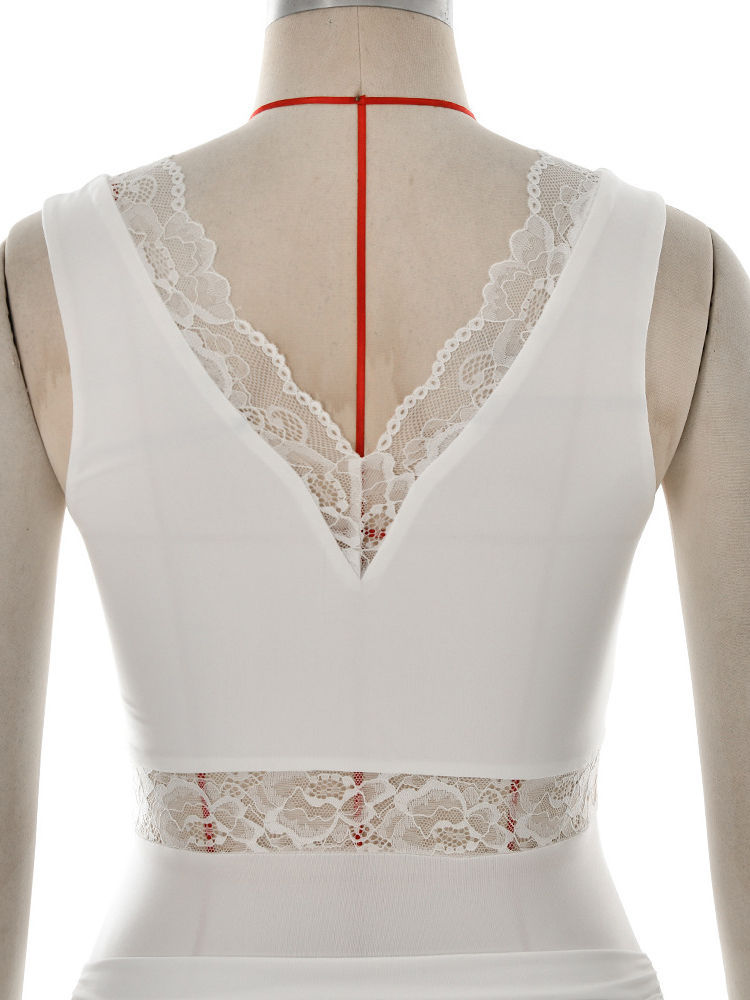 TWOTWINSTYLE Sleeveles Patchwork Lace Design Dress