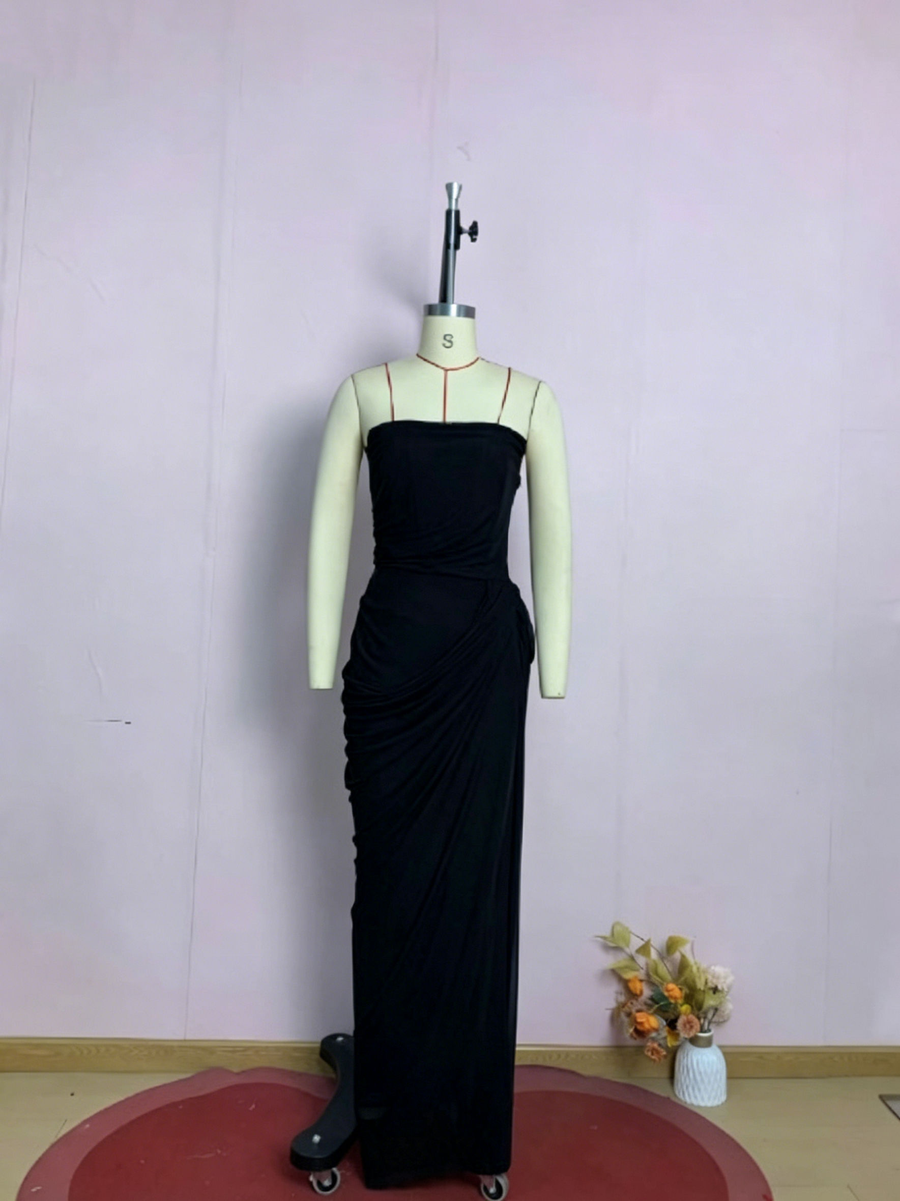 TWOTWINSTYLE Solid Tunic Ruched Side Split Elegant Dress