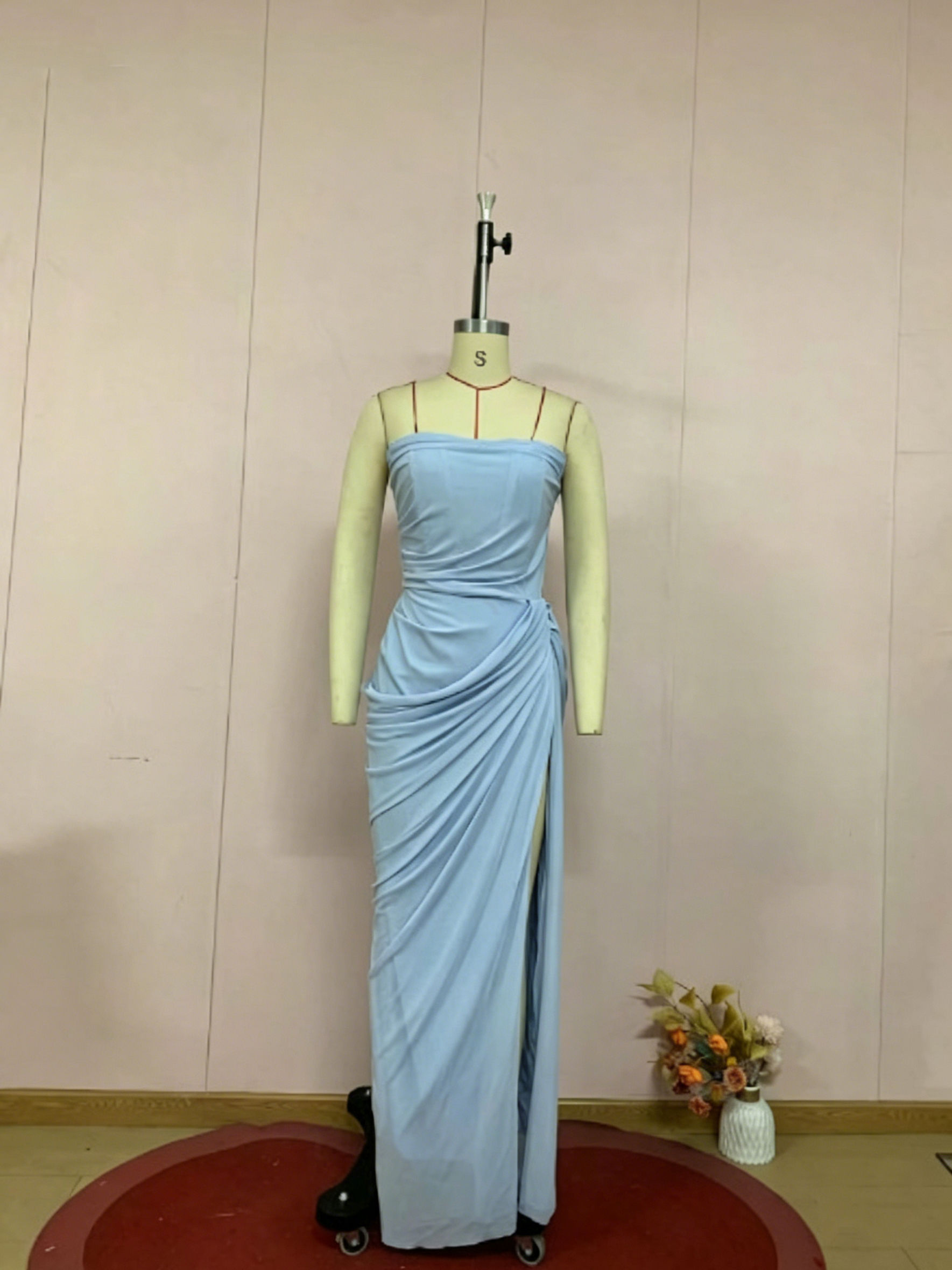 TWOTWINSTYLE Solid Tunic Ruched Side Split Elegant Dress
