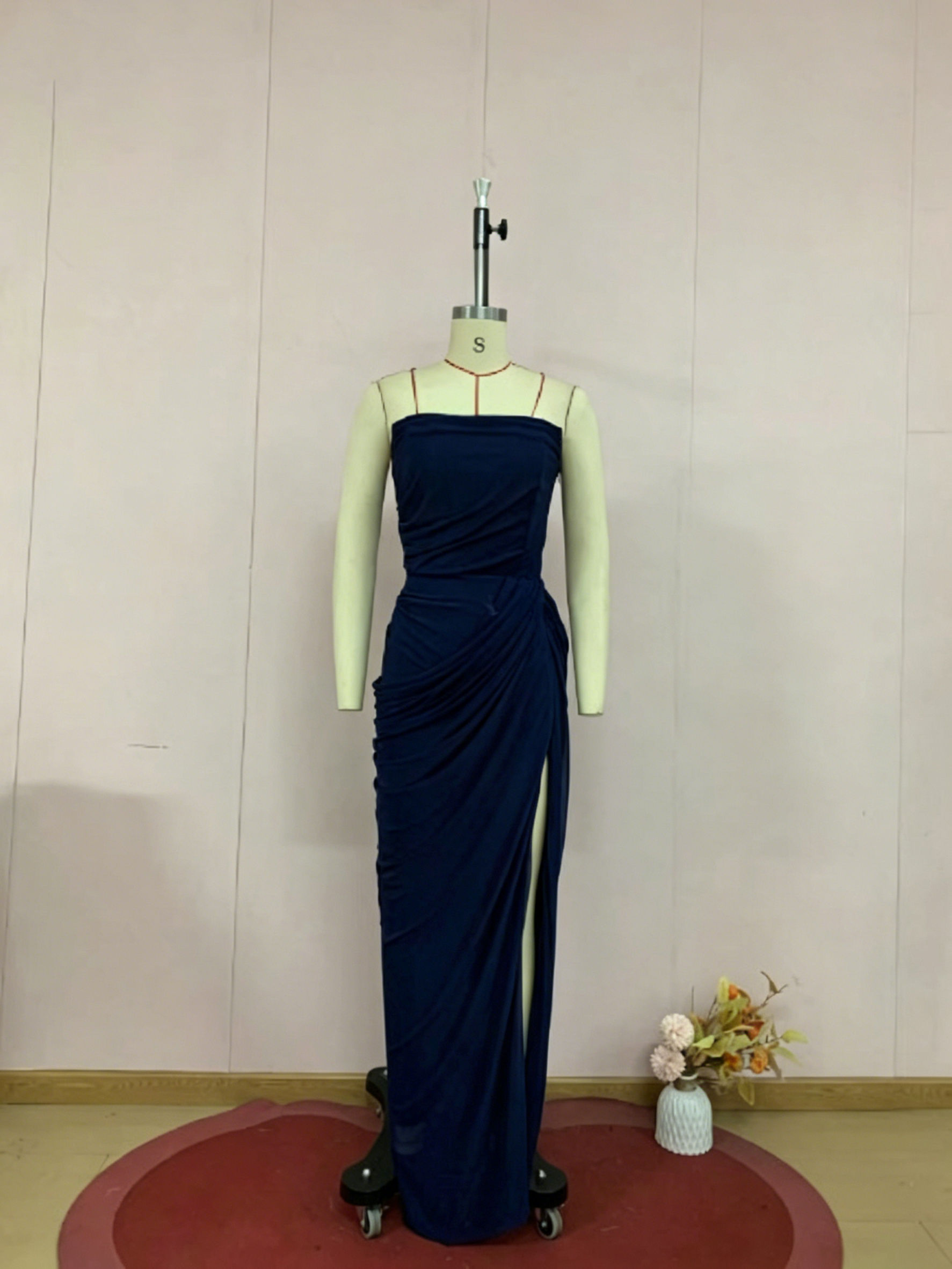 TWOTWINSTYLE Solid Tunic Ruched Side Split Elegant Dress