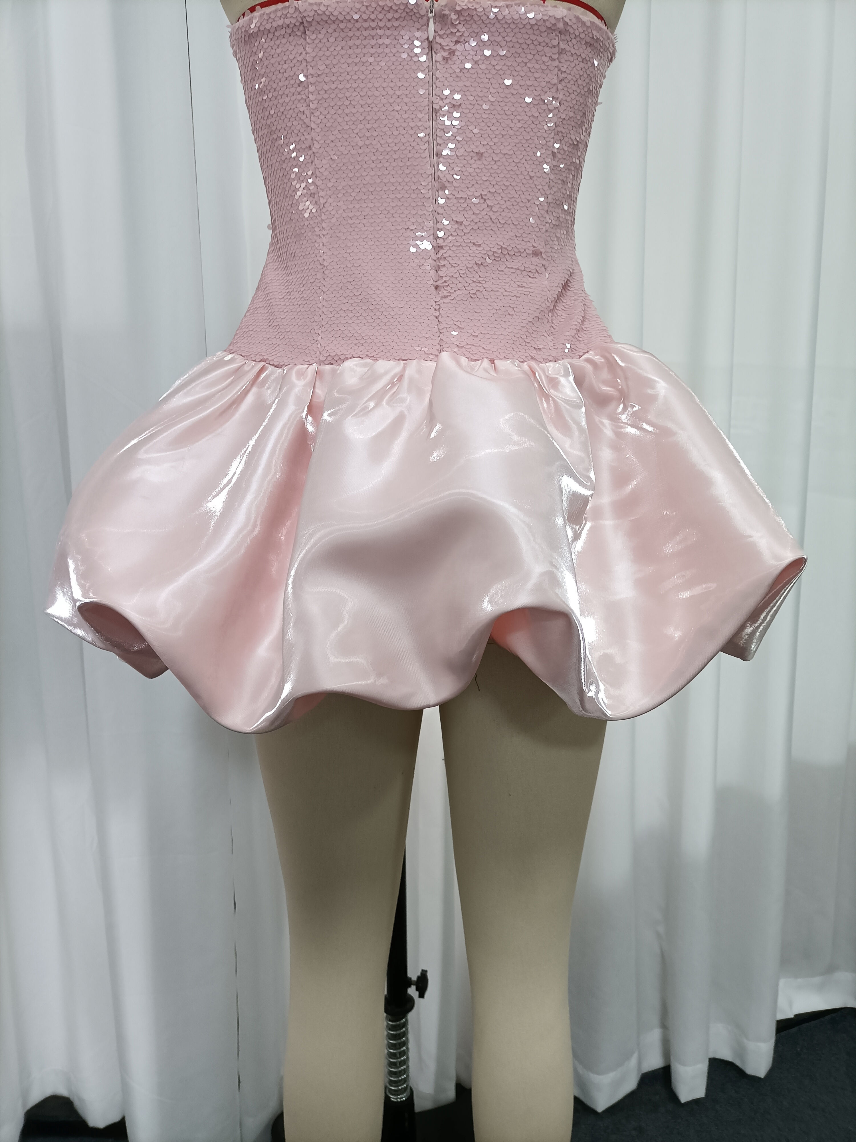 TWOTWINSTYLE Spliced Sequins High Waist Elegant Mini Dress
