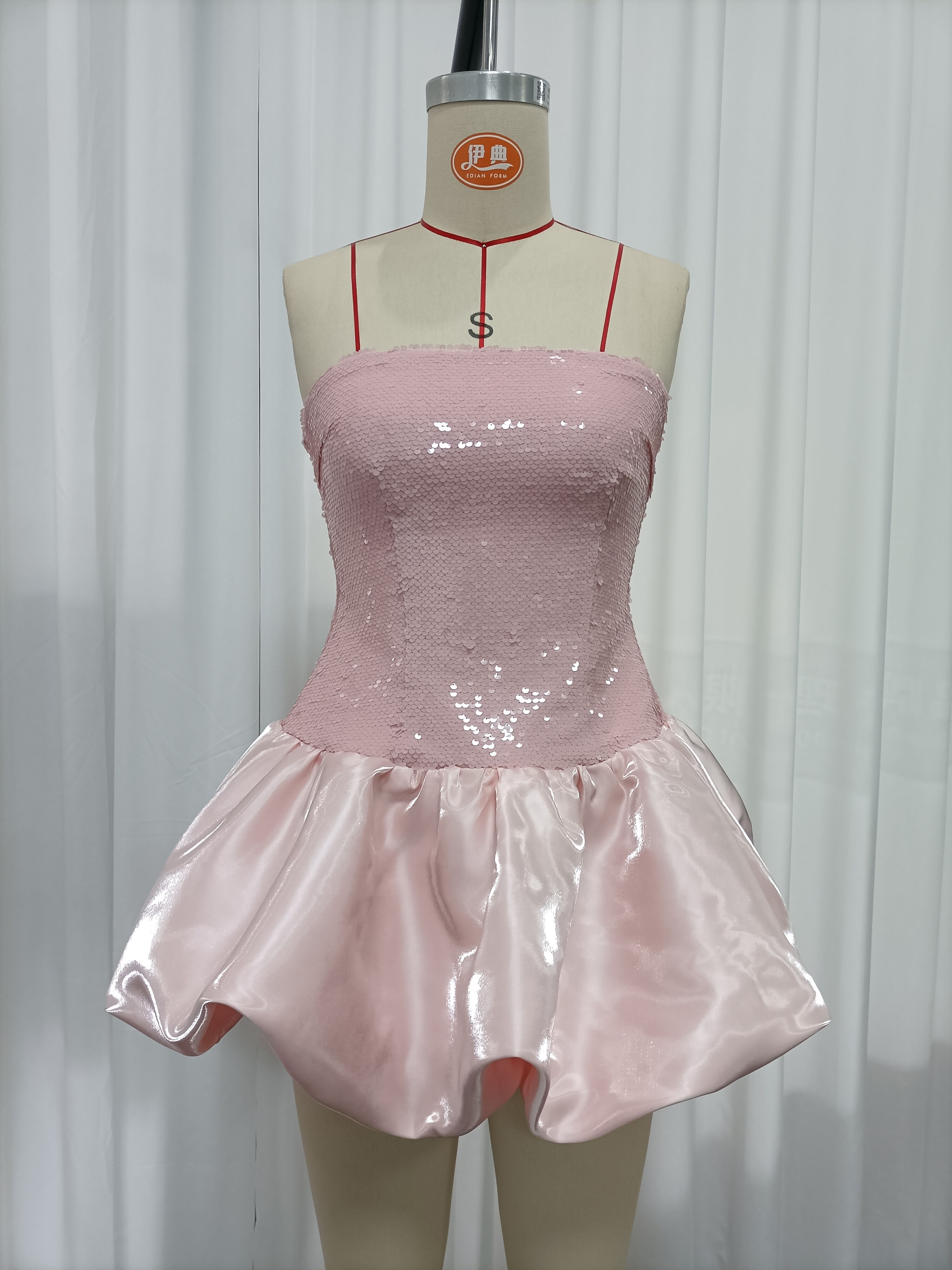 TWOTWINSTYLE Spliced Sequins High Waist Elegant Mini Dress