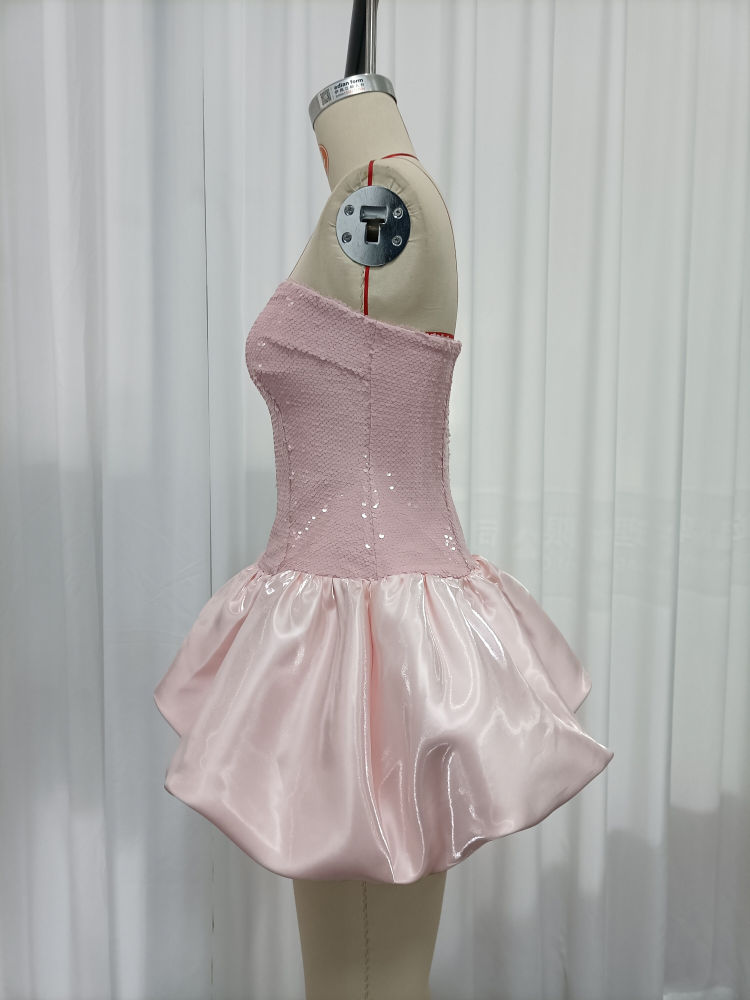 TWOTWINSTYLE Spliced Sequins High Waist Elegant Mini Dress