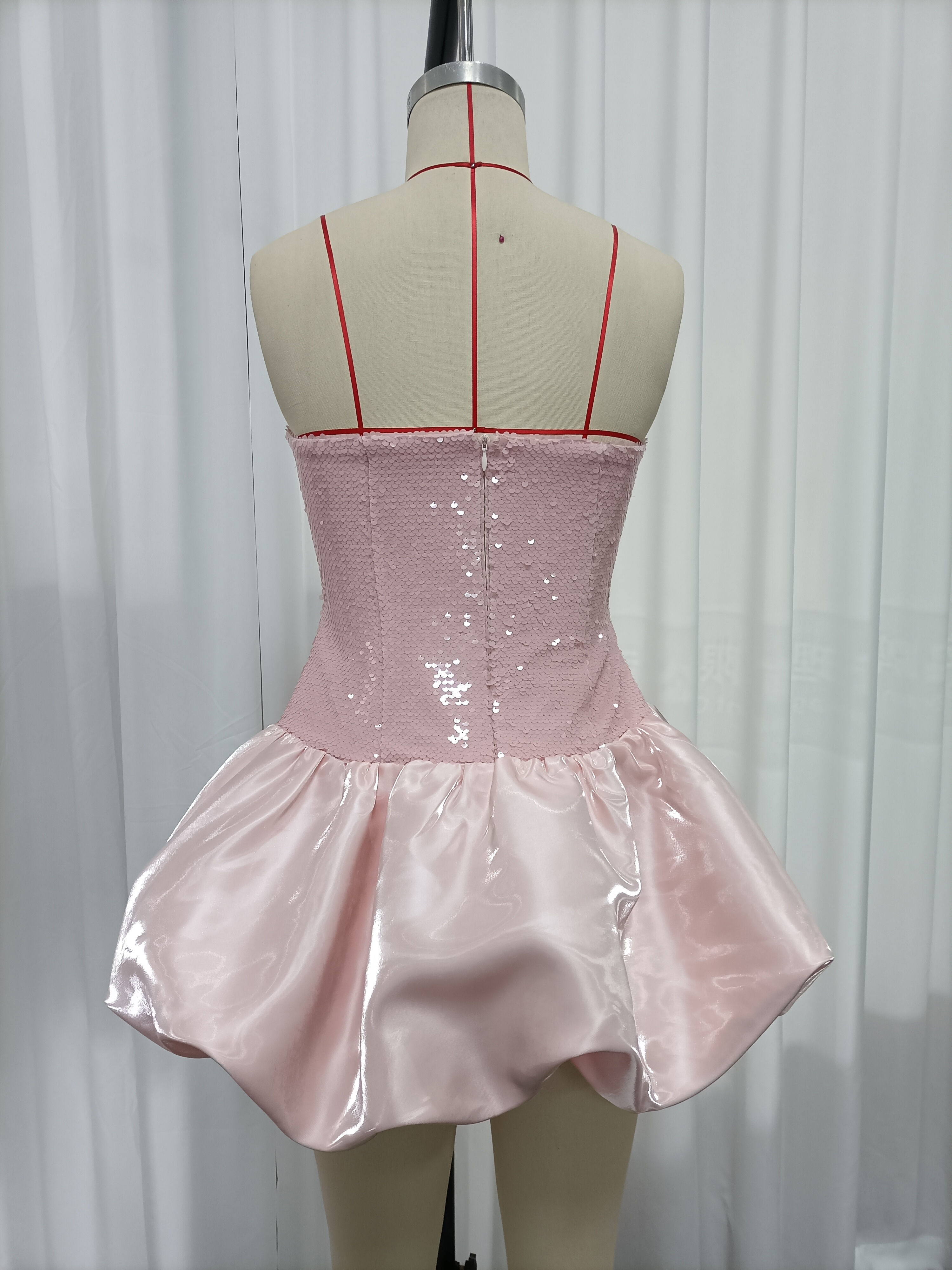 TWOTWINSTYLE Spliced Sequins High Waist Elegant Mini Dress