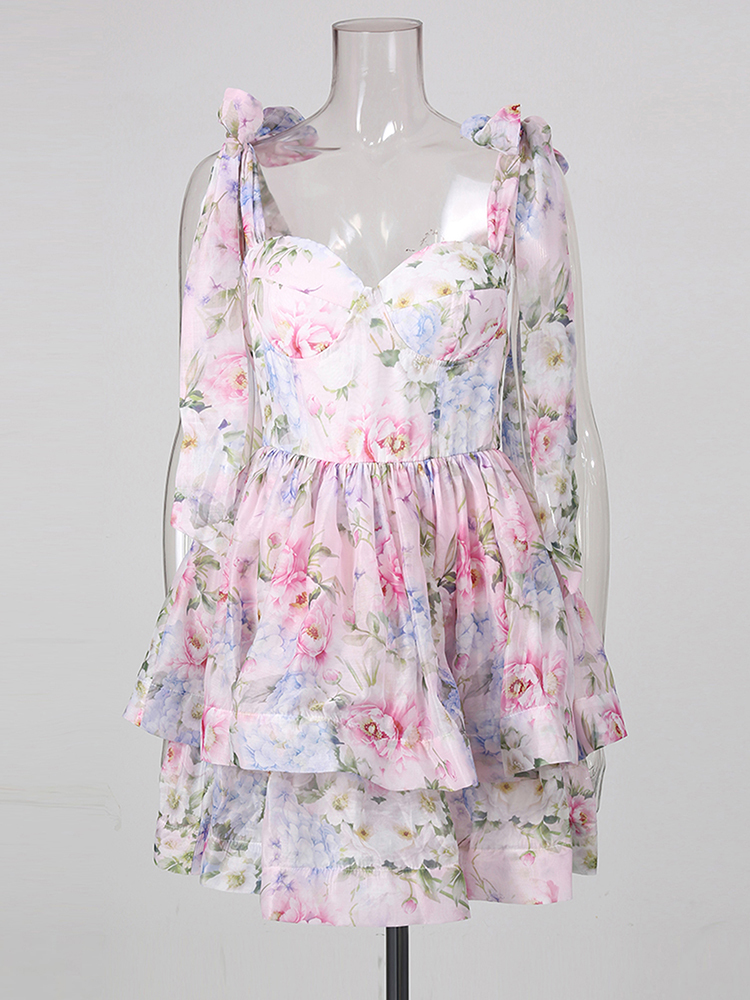 TWOTWINSTYLE Sleeveles Spliced Print High Waist Fashion Dress