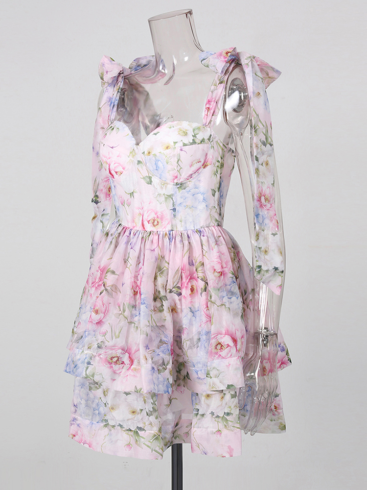 TWOTWINSTYLE Sleeveles Spliced Print High Waist Fashion Dress