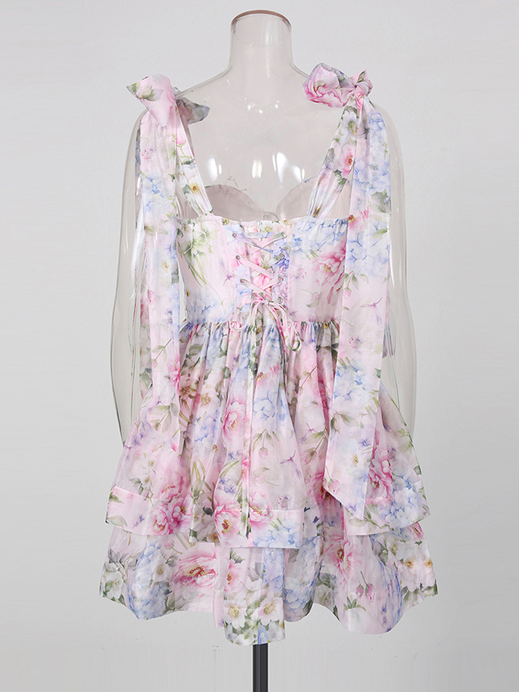 TWOTWINSTYLE Sleeveles Spliced Print High Waist Fashion Dress
