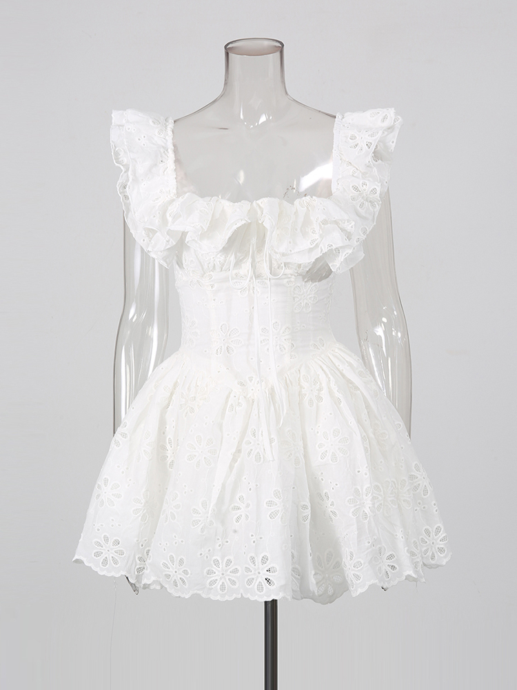 TWOTWINSTYLE Spliced Ruffles Tunic Elegant Mini Dress