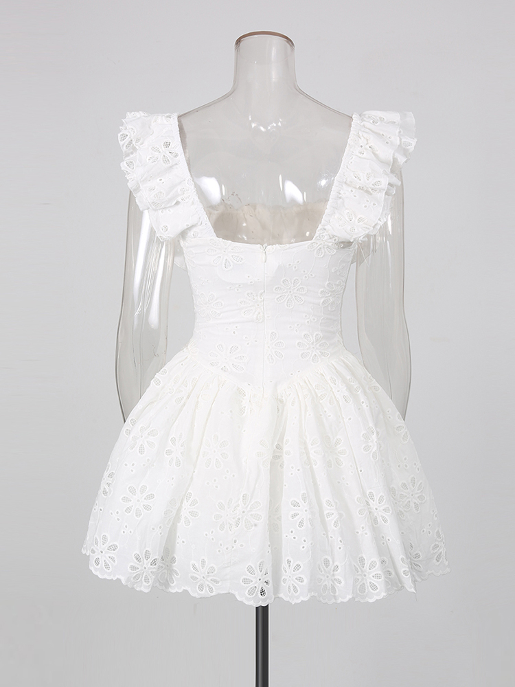 TWOTWINSTYLE Spliced Ruffles Tunic Elegant Mini Dress