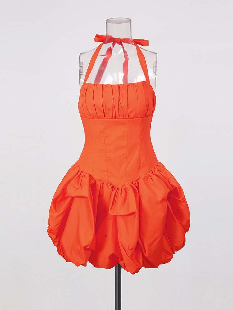 TWOTWINSTYLE Solid Backless High Waist Designer Mini Dress